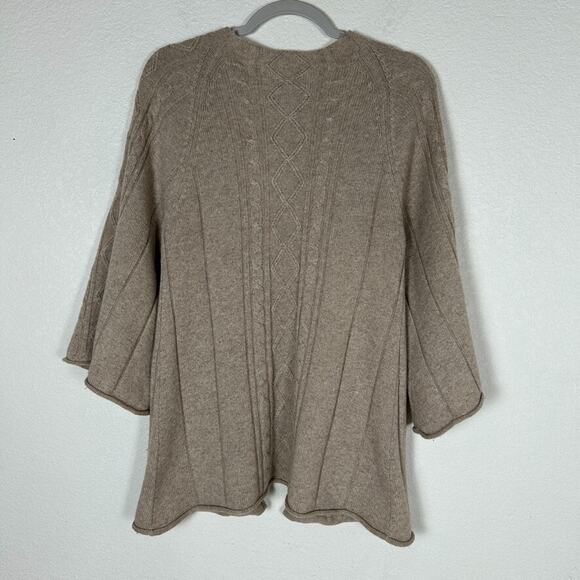 Avita Womens M Recycled cashmere blend swing tan cardigan cable 3 button sweater - Picture 3 of 8